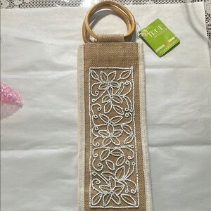 Natural Wine Bag with Bamboo Handles